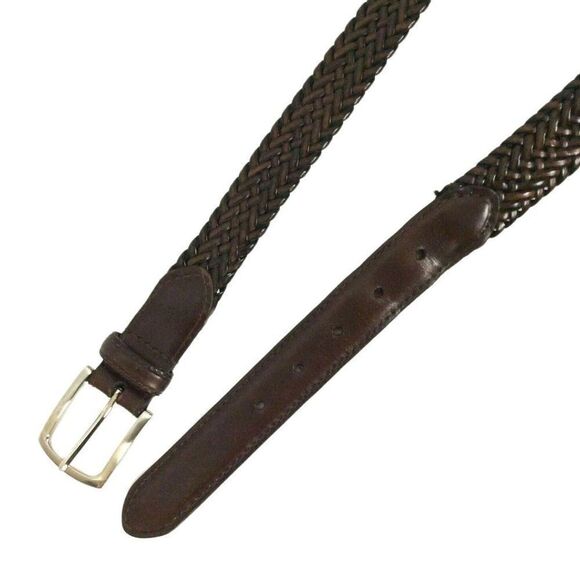 Dockers Braided Woven Belt Mens Size 44 Brown Bonded Synthetic Leather - Picture 2 of 5